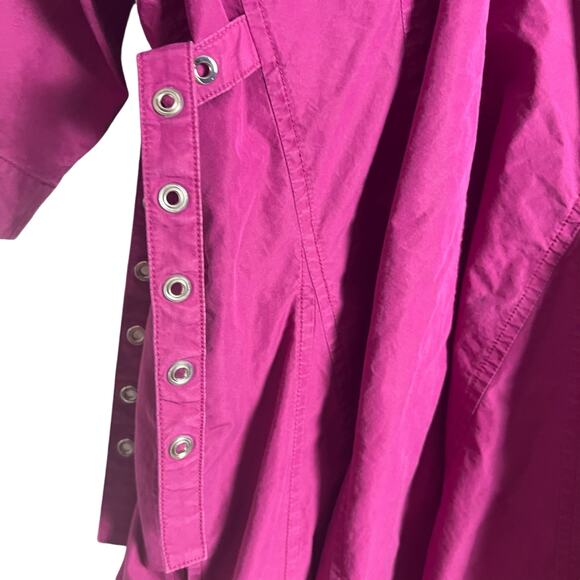3.1 Phillip Lim Puff Sleeve Godet Magenta V-Neck A-Line Knee Length Dress 12 - Picture 9 of 16